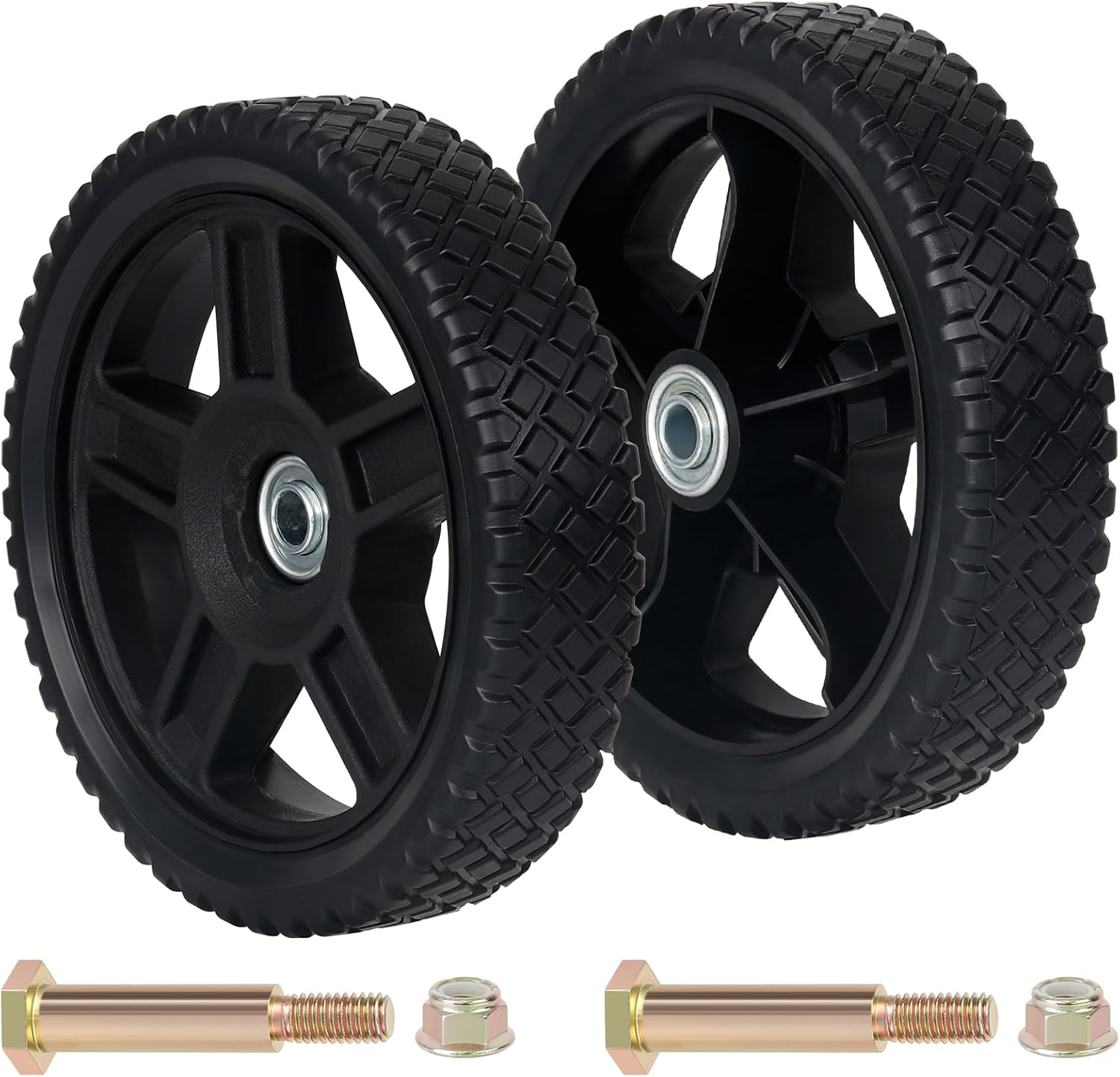 CheeMuii 8 Inch Lawn Mower Wheels 2 Pack 8 Push Lawn Mower Wheels with Bolts and Lock Nuts Kit Fit for Most Standard push Lawn Mowers/Generator/Garden Tiller/Handtruck